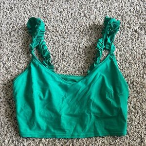 Green Ruffled aerie bikini top